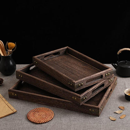 SOGA Large Walnut Rectangle Wooden Tray Breakfast Dinner Serving Board Tea Set Holder Kitchen Home Decor • LUZ-WodE563