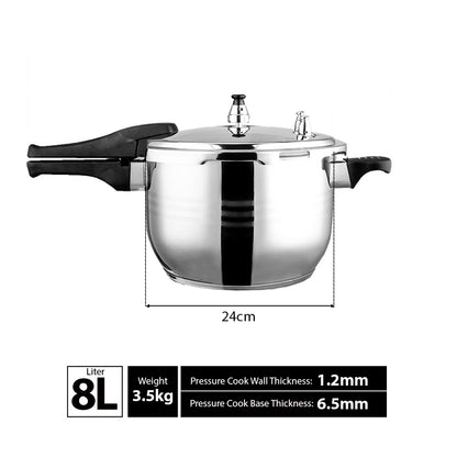 8L Commercial Grade Stainless Steel Pressure Cooker • LUZ-StainlessSteelPressureCooker8L