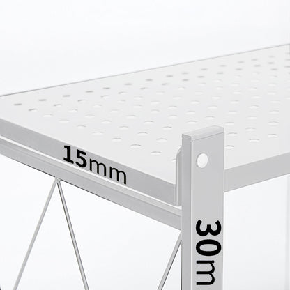 SOGA 5 Tier Steel White Foldable Kitchen Cart Multi-Functional Shelves Portable Storage Organizer with Wheels • LUZ-KitchenXY003WHT