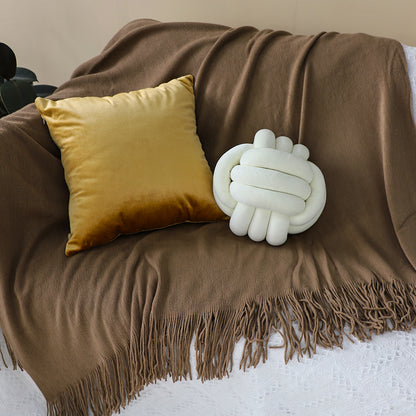 SOGA 2X Coffee Acrylic Knitted Throw Blanket Solid Fringed Warm Cozy Woven Cover Couch Bed Sofa Home Decor • LUZ-Blanket906X2