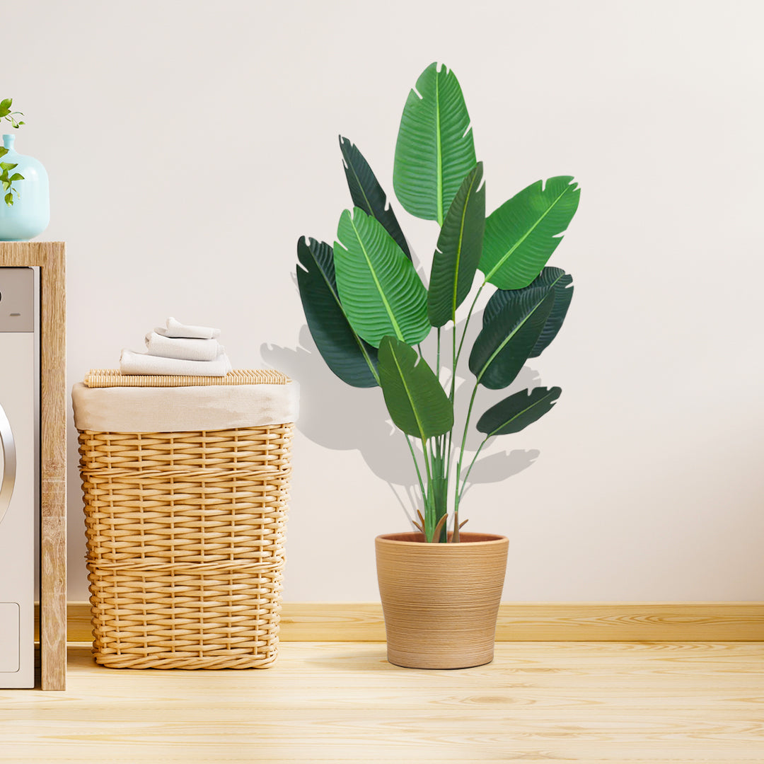 SOGA 180cm Artificial Bird of Paradise Plants Fake Tropical Palm Tree with 10 in Pot and Woven Seagrass Belly, Home Decor • LUZ-APlantFHM18013