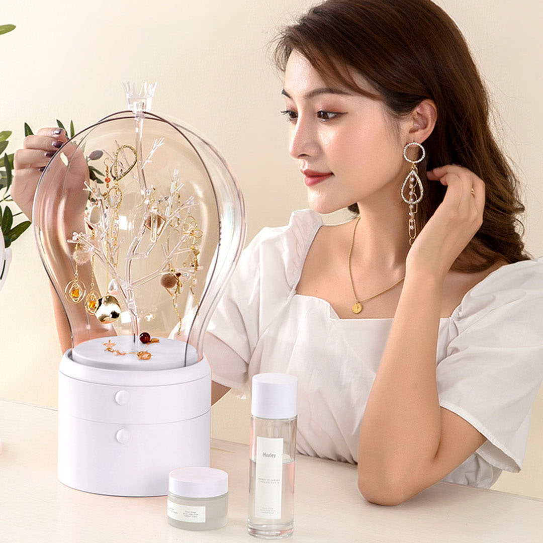 SOGA White 360 2 Layered Jewelry Storage Box Waterproof Dustproof Accessories Organiser • LUZ-BathC906