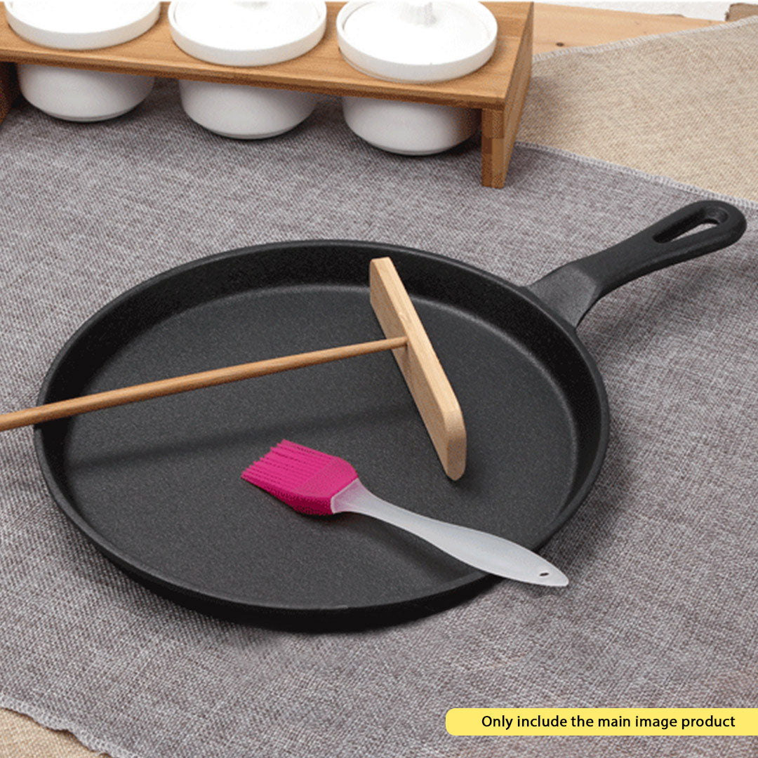 SOGA 2X 26cm Round Cast Iron Frying Pan Skillet Griddle Sizzle Platter • LUZ-ZPai033X2