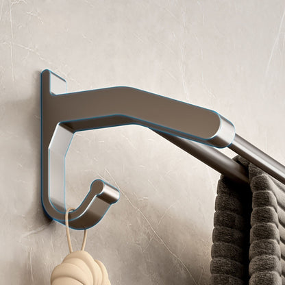 SOGA 62cm Gray Wall-Mounted Double Pole Towel Holder Bathroom Organiser Rail Hanger with Hooks • LUZ-TAN1018