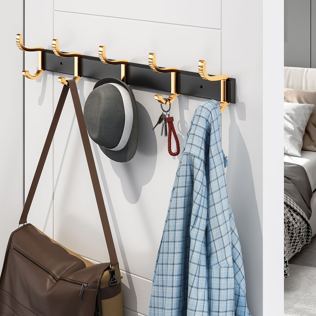 SOGA 2X 41cm Wall Mounted Towel Rack Space-Saving Hanger Organiser with Durable Hooks LUZ-TAN1014X2