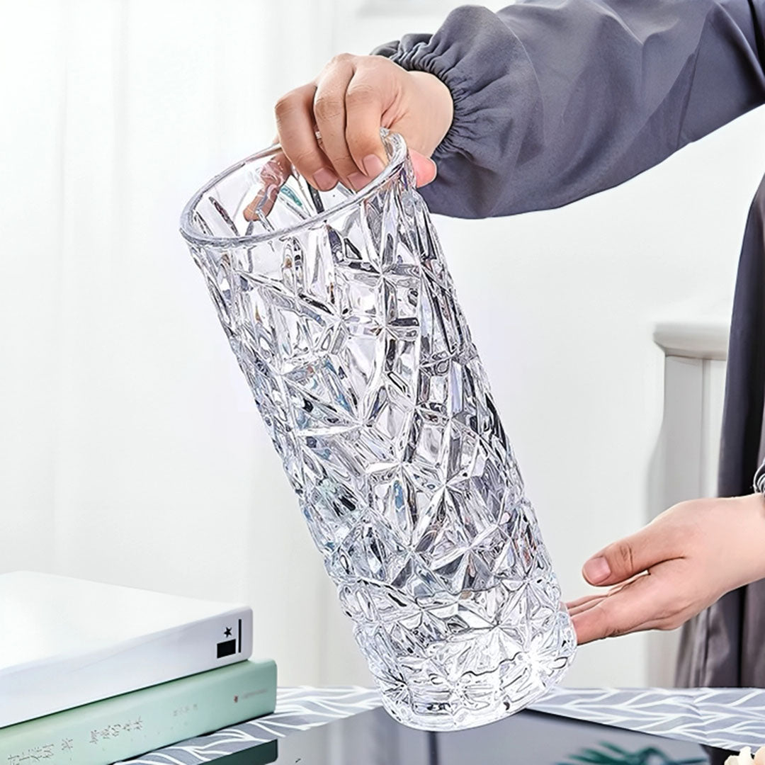 SOGA 30cm Sleek Clear Glass Vase Elegant Wide Crystal Design for Modern Home Décor • LUZ-GVaseClearSML