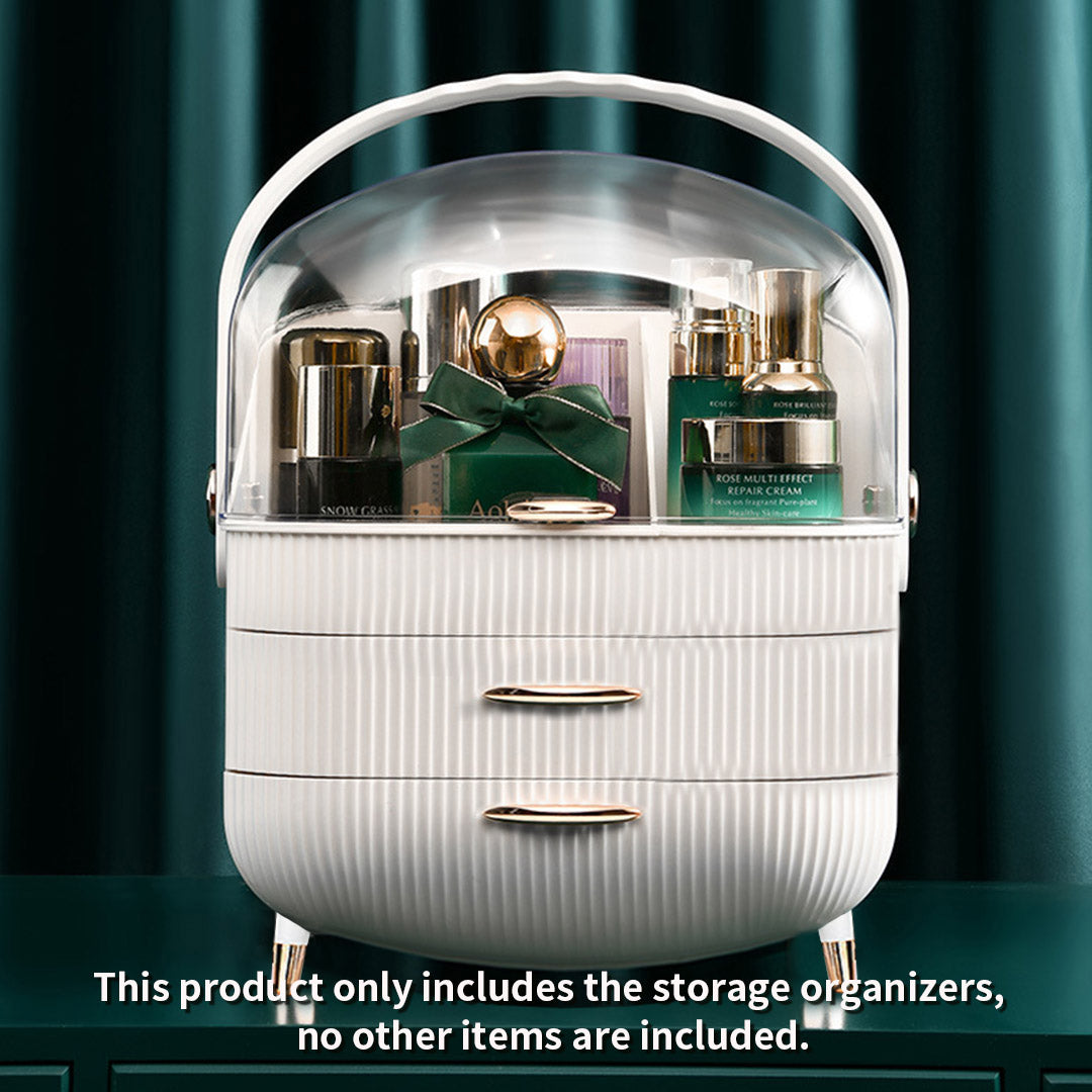 SOGA 29cm White Countertop Makeup Cosmetic Storage Organiser Skincare Holder Jewelry Storage Box with Handle • LUZ-BathC109