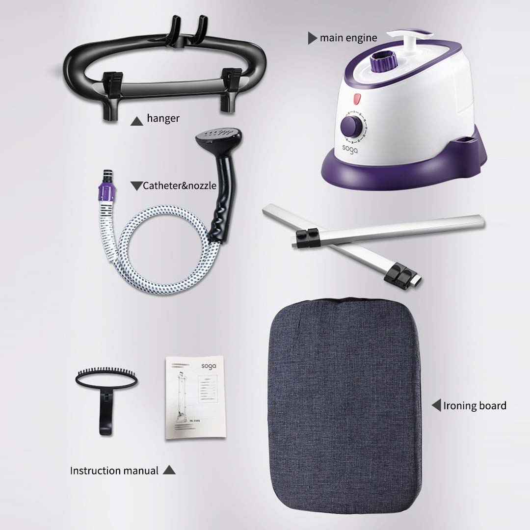 SOGA Garment Steamer Vertical Twin Pole Clothes 1700ml 1800w Professional Steaming Kit Purple • LUZ-GarmentSteamerTwinPolePurple