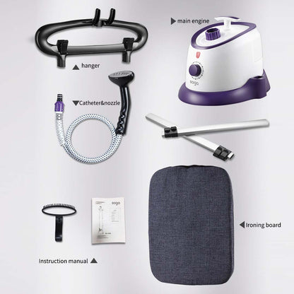 SOGA Garment Steamer Vertical Twin Pole Clothes 1700ml 1800w Professional Steaming Kit Purple • LUZ-GarmentSteamerTwinPolePurple