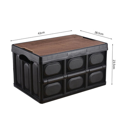 SOGA 2X 42x28.5cm 30L Black Car & Camping Foldable Storage Box Crate Stackable Container No Handle • LUZ-StorageBox3703X2