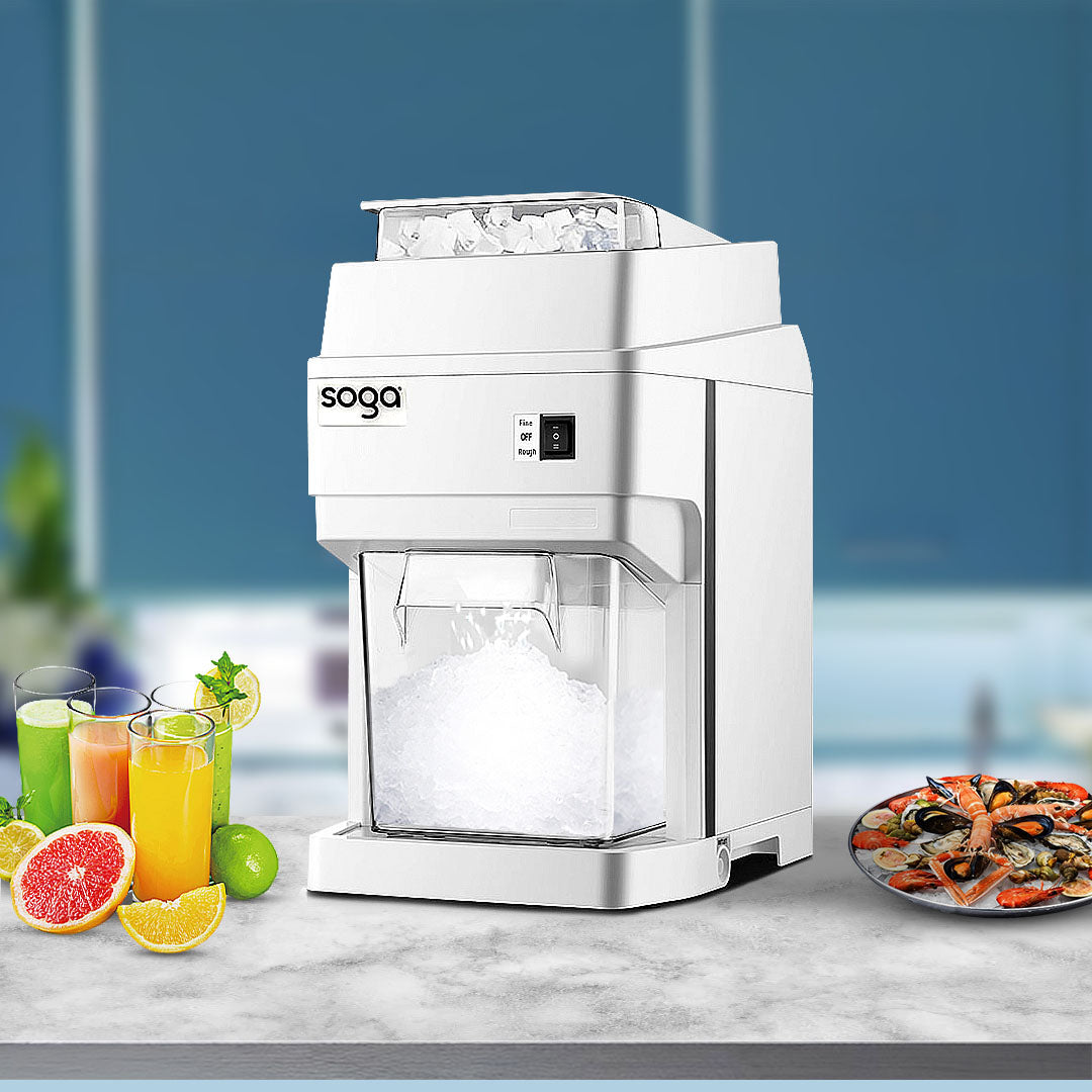 SOGA 2X 300 Watts Electric Ice Shaver Crusher Slicer Snow Cone Maker Commercial Tabletop Machine 120kgs/h White • LUZ-CommercialElectricIceShaver288X2