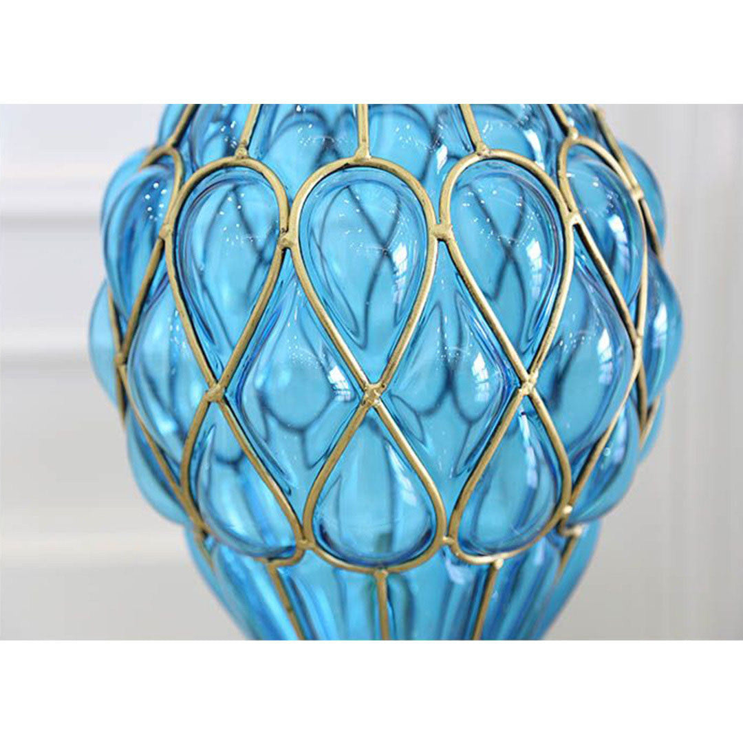 SOGA 67cm Blue Glass Tall Floor Vase with 10pcs White Artificial Fake Flower Set • LUZ-Vase0053BluewWhiteF10