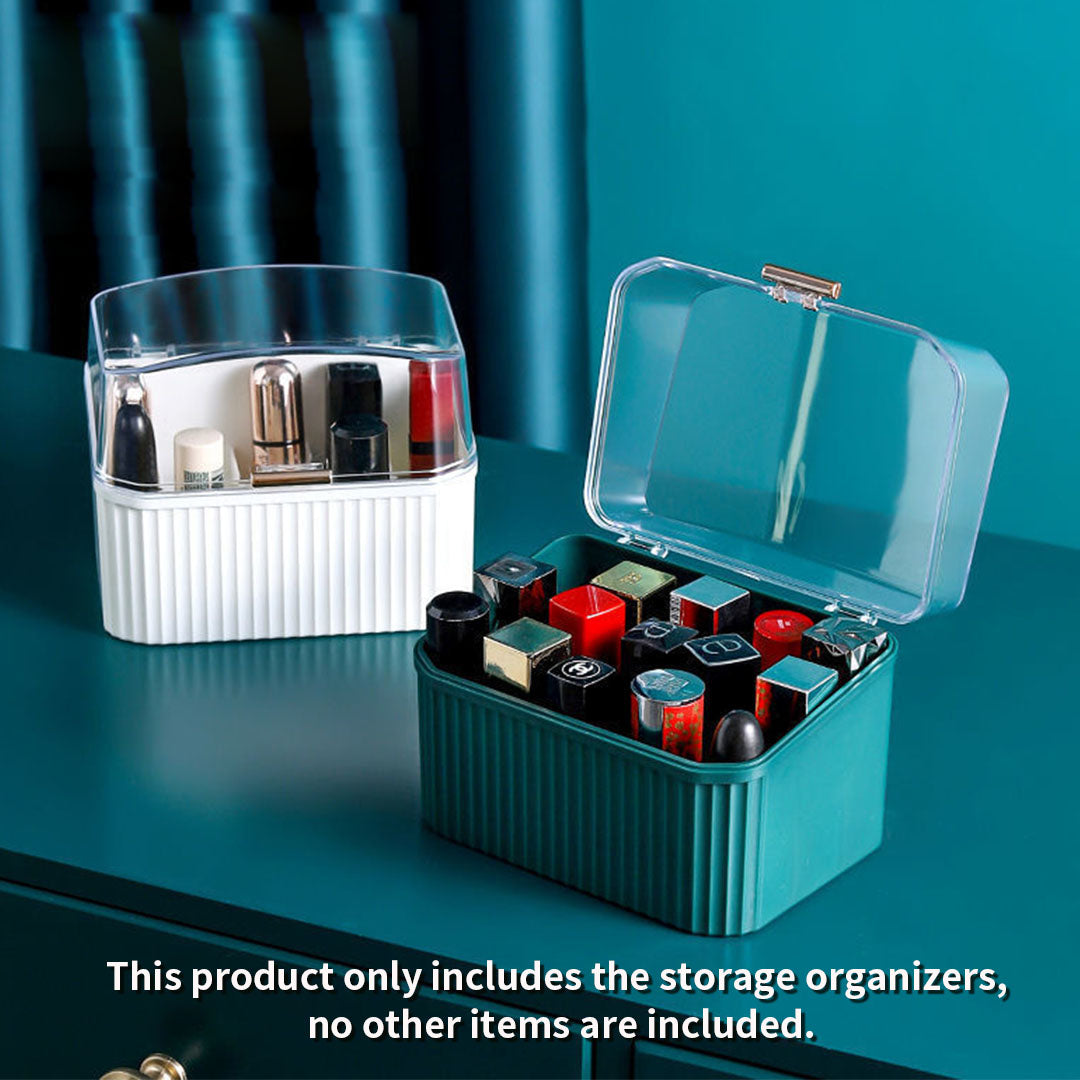 SOGA Green Cosmetic Jewelry Storage Organiser Set Makeup Brush Lipstick Skincare Holder Jewelry Storage Box with Handle • LUZ-BathC112