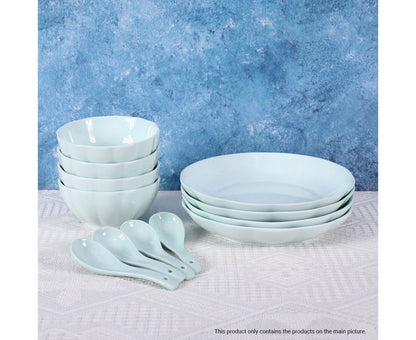 SOGA Light Blue Japanese Style Ceramic Dinnerware Crockery Soup Bowl Plate Server Kitchen Home Decor Set of 10 • LUZ-BowlG438
