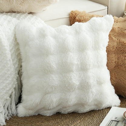 SOGA 50cm Throw Pillow White Rabbit Fur Cushion Luxurious Soft Decorative Square Pillow for Living Room • LUZ-FrenchCushion301