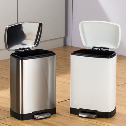 SOGA 2X Foot Pedal Stainless Steel Rubbish Recycling Garbage Waste Trash Bin Rectangular Shape 12L Silver • LUZ-RubbishBinU12L05X2