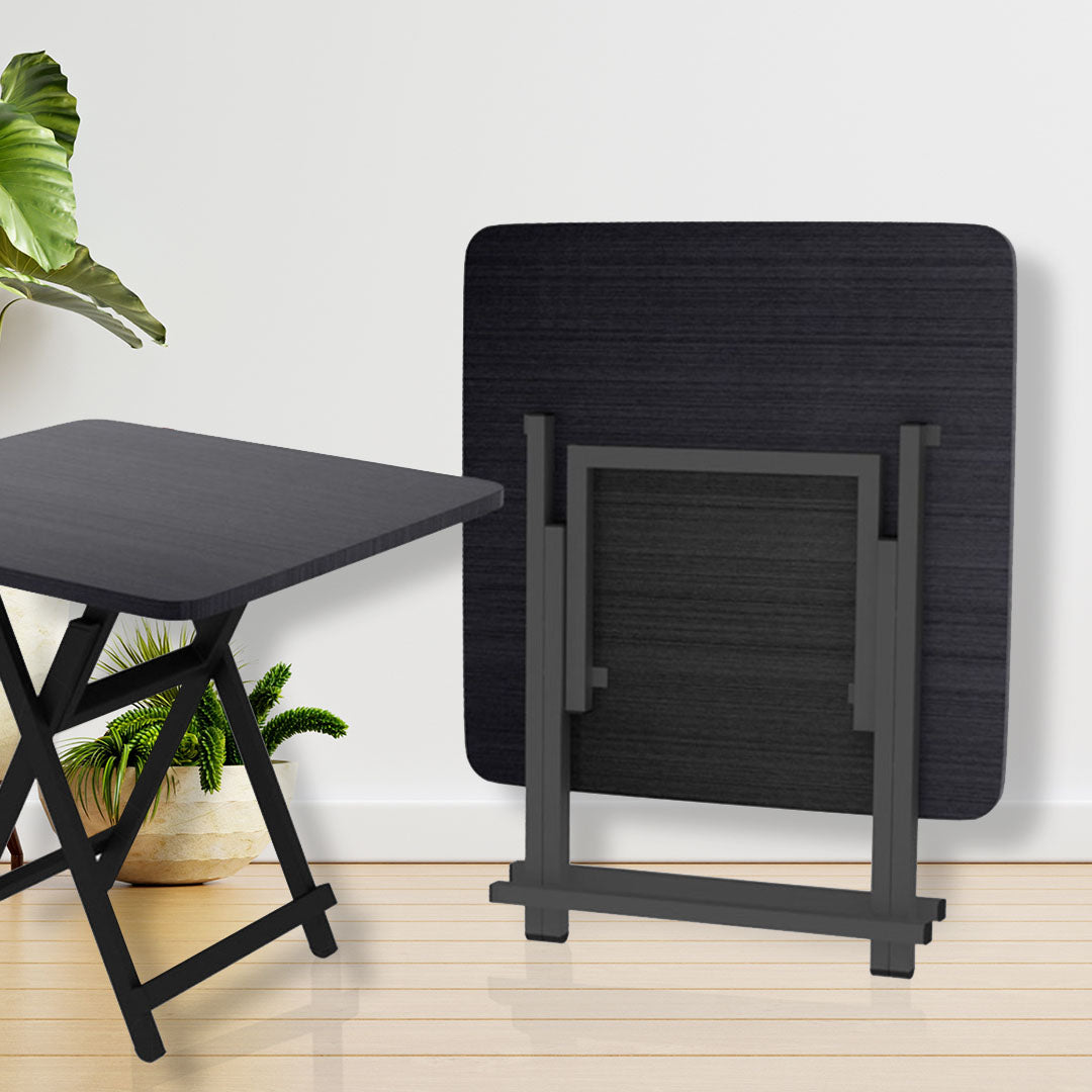 SOGA 2X Black Dining Table Portable Square Surface Space Saving Folding Desk Home Decor • LUZ-Table1206TallX2