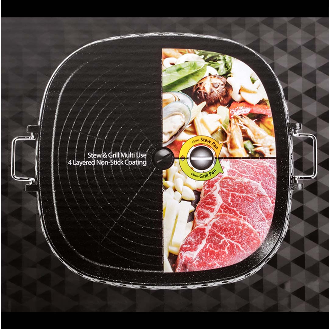 SOGA 2X Portable Korean BBQ Butane Gas Stove Stone Grill Plate Non Stick Coated Square • LUZ-StoneBBQPlateSquareX2