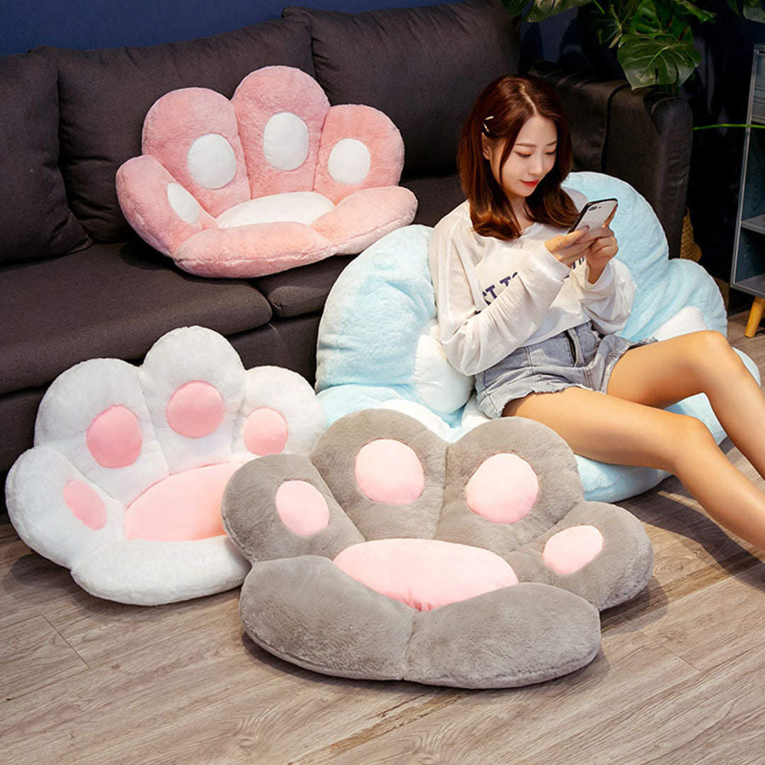 SOGA 2X White Paw Shape Cushion Warm Lazy Sofa Decorative Pillow Backseat Plush Mat Home Decor • LUZ-SCushion015X2