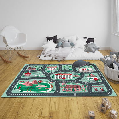 SOGA 120cm Kids Rug Street Map Play Mat, Educational Baby Theme Park Area Rugs • LUZ-KidCarpet605