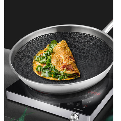 SOGA 18/10 Stainless Steel Fry Pan 30cm Frying Pan Top Grade Cooking Non Stick Interior Skillet with Lid • LUZ-TRIFPR30