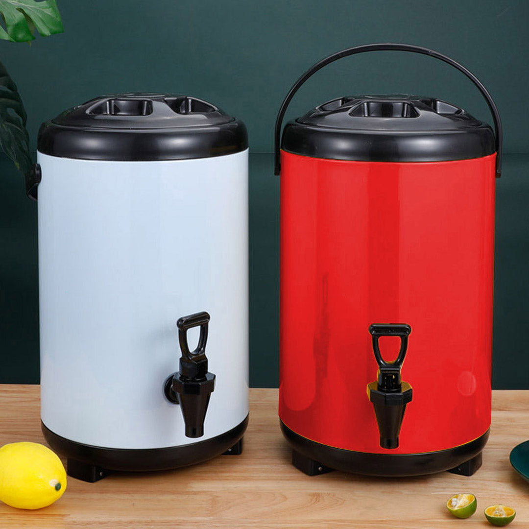 SOGA 2X 8L Stainless Steel Insulated Milk Tea Barrel Hot and Cold Beverage Dispenser Container with Faucet Red • LUZ-VICDispenser8LREDX2