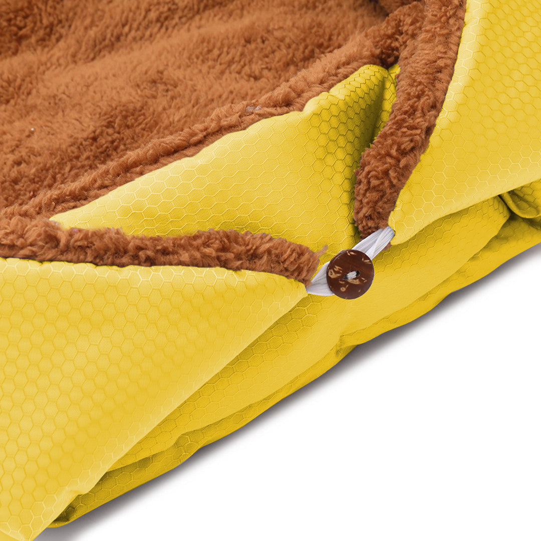 SOGA 2X Yellow Dual-purpose Cushion Nest Cat Dog Bed Warm Plush Kennel Mat Pet Home Travel Essentials • LUZ-CarPetBag03X2