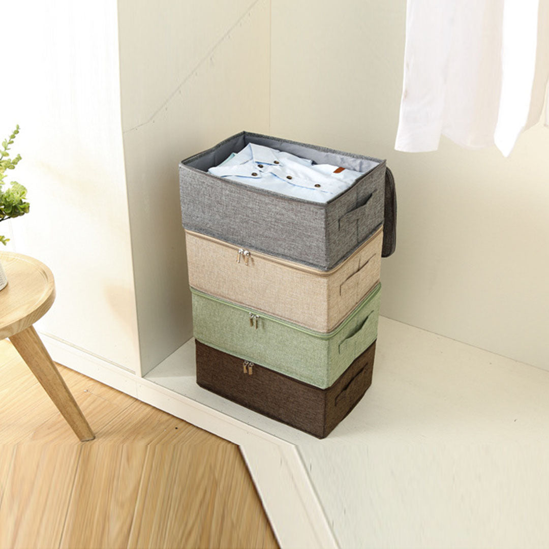 SOGA 2X Grey Small Portable Double Zipper Storage Box Moisture Proof Clothes Basket Foldable Home Organiser • LUZ-SBox021X2