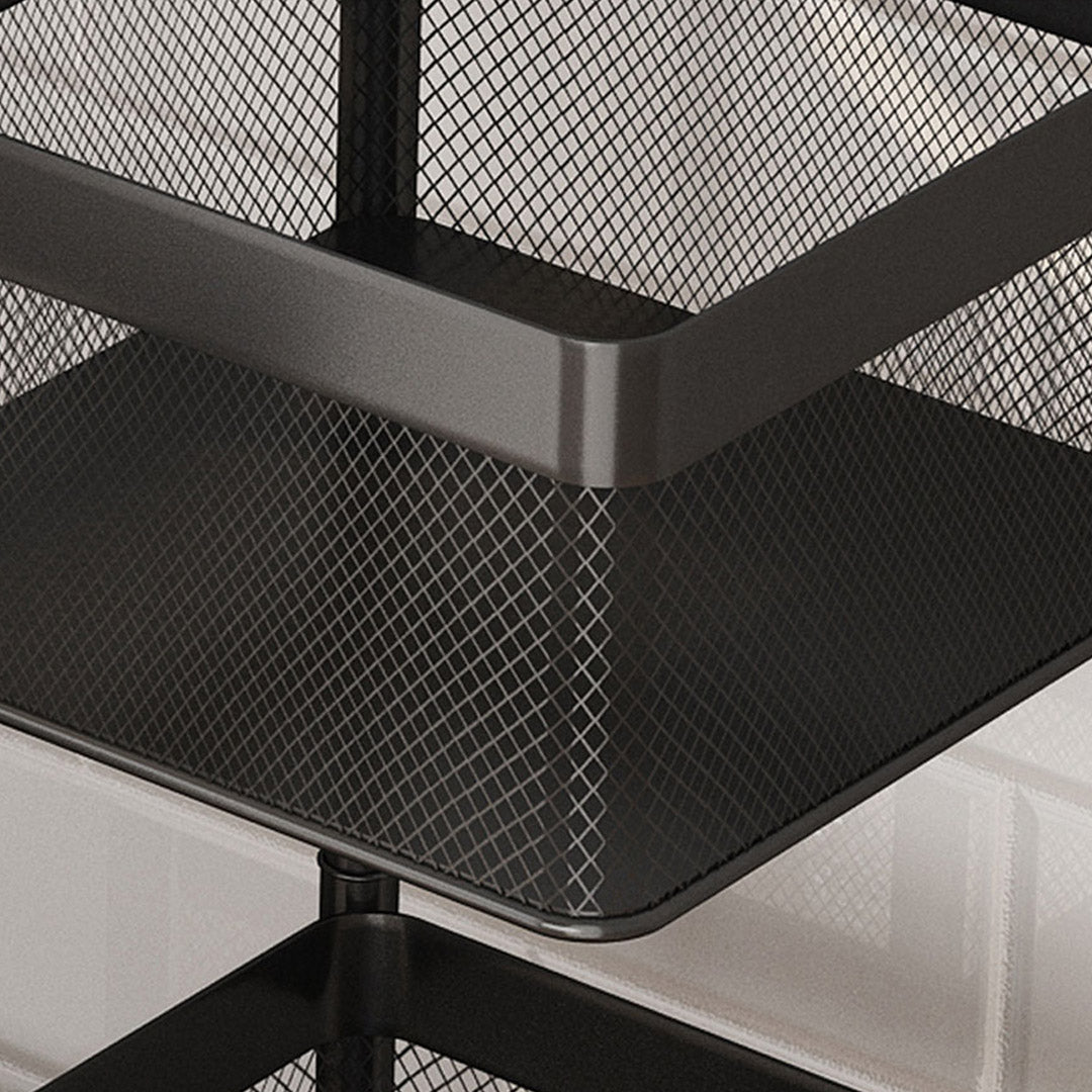 SOGA 2X 3 Tier Steel Square Rotating Kitchen Cart Multi-Functional Shelves Portable Storage Organizer with Wheels • LUZ-KitchenXY019X2