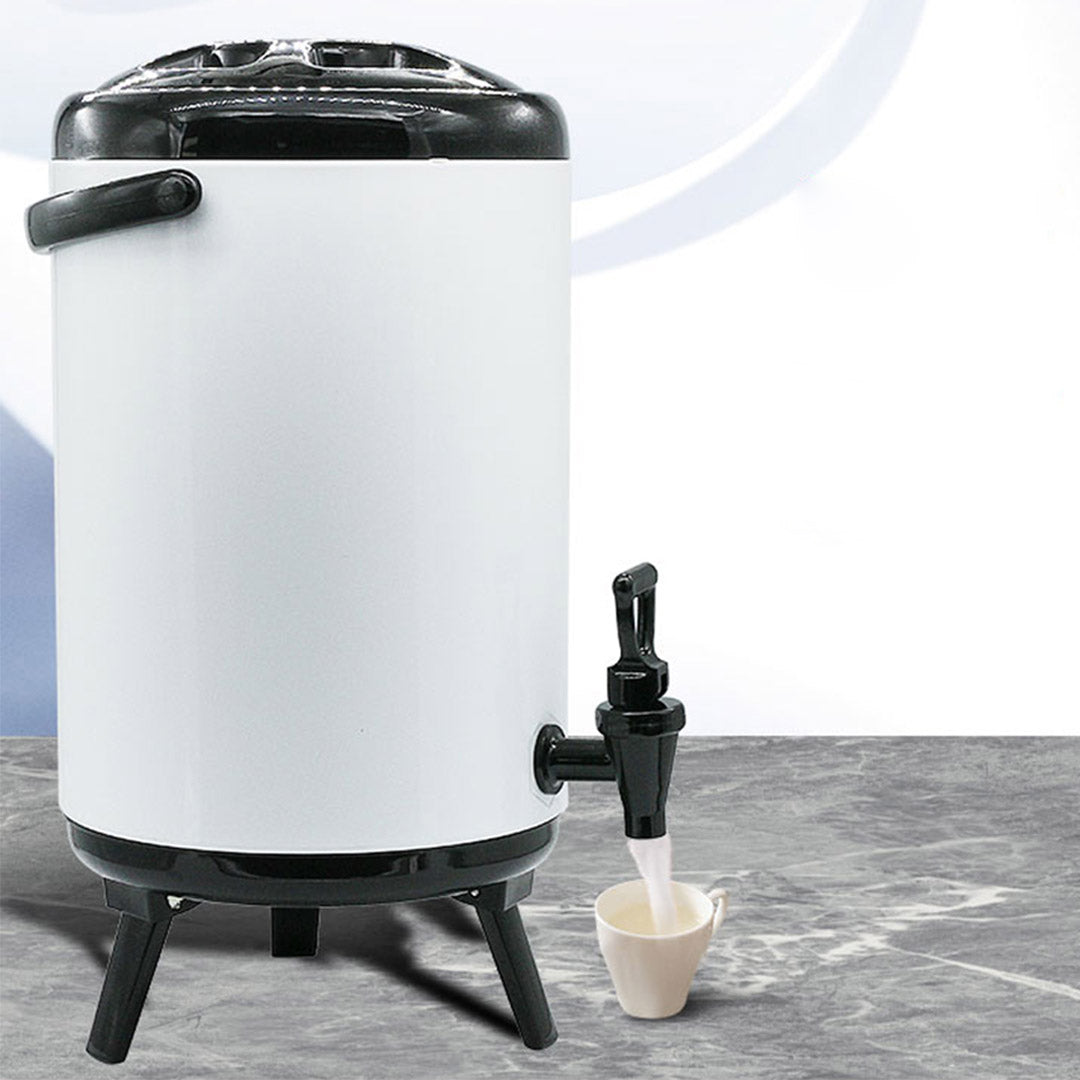 SOGA 14L Stainless Steel Insulated Milk Tea Barrel Hot and Cold Beverage Dispenser Container with Faucet White • LUZ-VICDispenser14LWHT