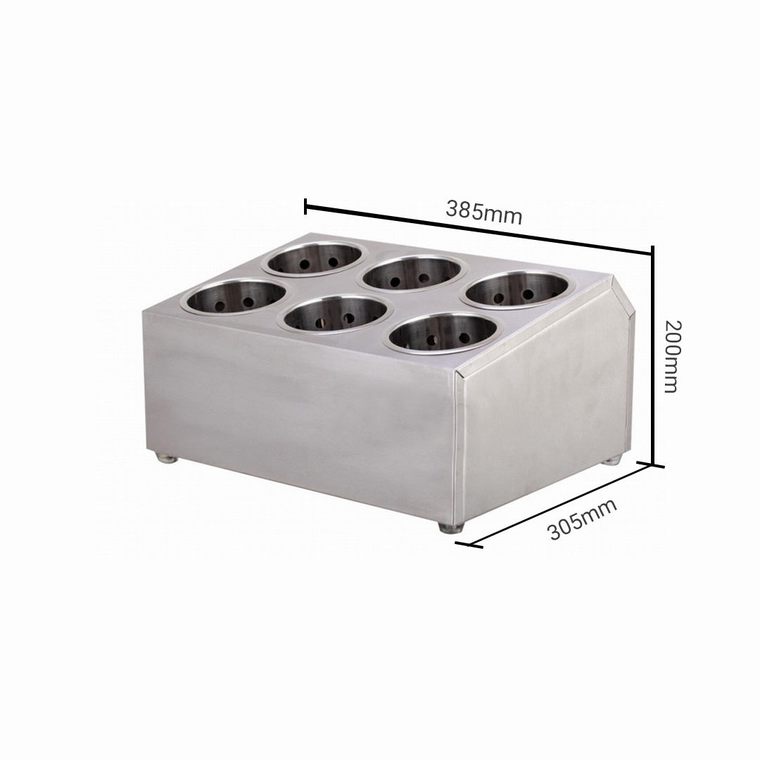 SOGA 2X 18/10 Stainless Steel Commercial Conical Utensils Cutlery Holder with 6 Holes • LUZ-CutleryHolder4605X2