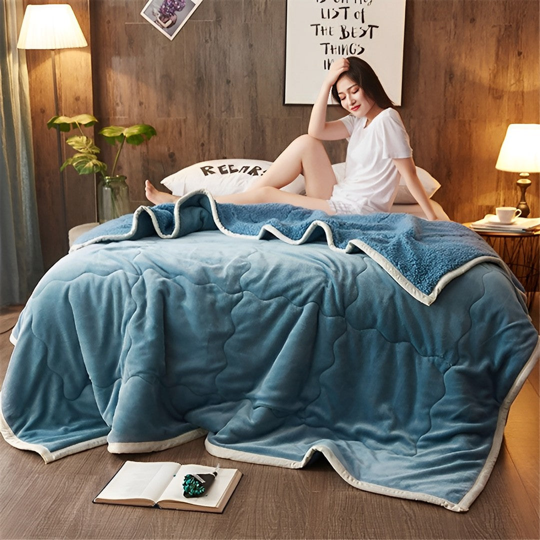 SOGA Lake Blue Throw Blanket Warm Cozy Double Sided Thick Flannel Coverlet Fleece Bed Sofa Comforter • LUZ-Blanket304