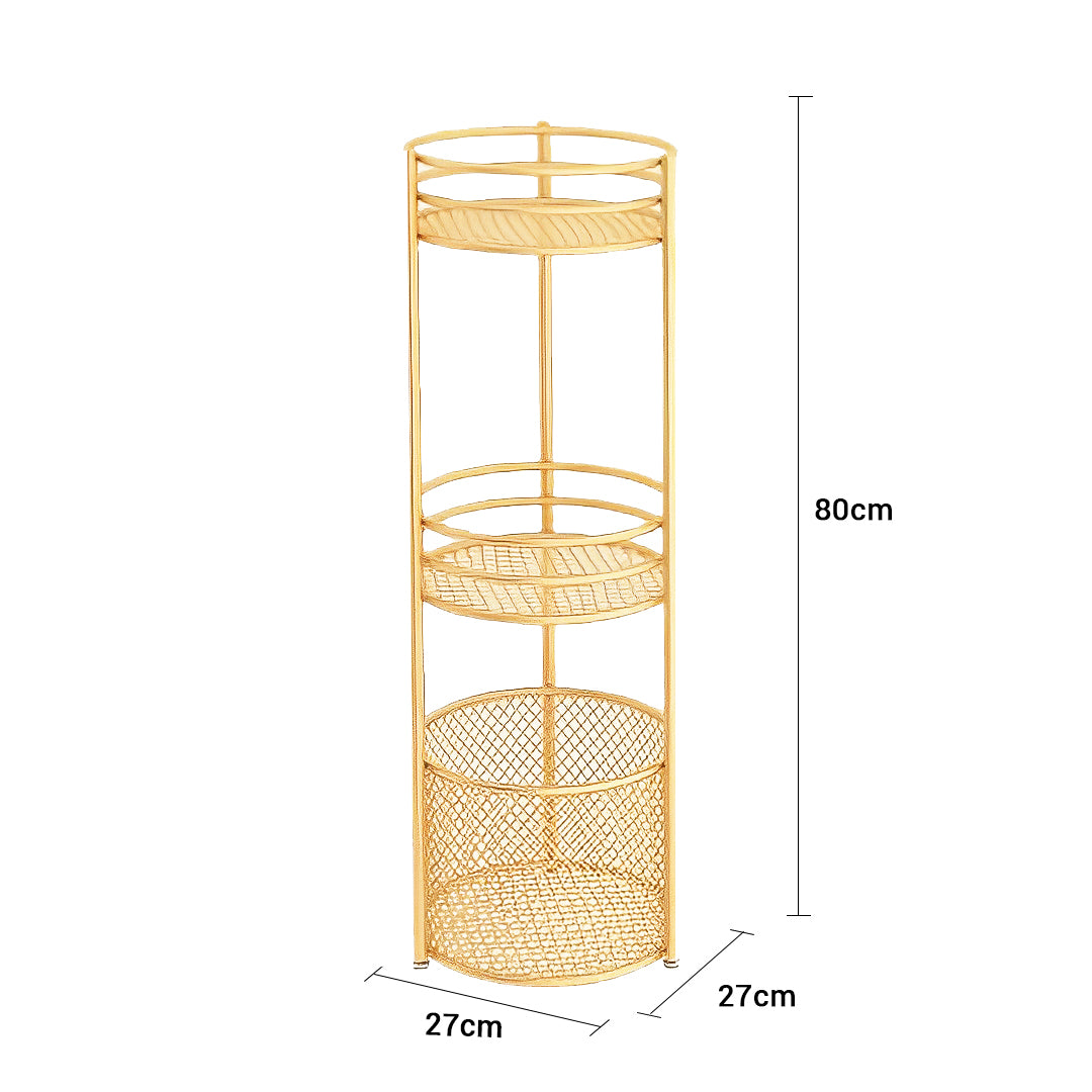SOGA 2X 3 Tier Bathroom Freestanding Storage Shelf Multifunctional Display Rack Organiser with Basket • LUZ-FPotZWJ15X2