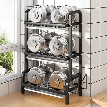 SOGA 3 Tier 62cm Steel Black Kitchen Countertop Drying Rack Dish Plate Cutlery Cutting Board Holder Dish Drainer Kitchen Organiser • LUZ-KitchenXY049AA