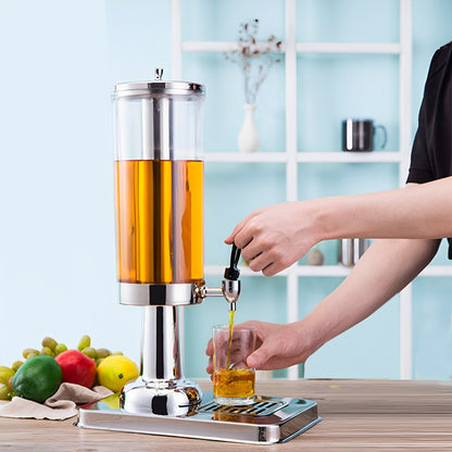 SOGA Single 3L Silver Stainless Steel Beverage Dispenser Ice Cylinder Clear Juicer Hot Cold Water Jug • LUZ-VICDispenser5712