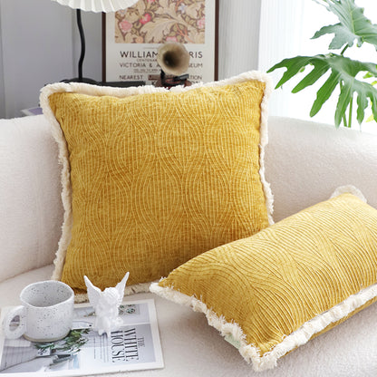 SOGA 2X 50cm Throw Pillow Turmeric Yellow Aesthetic Chenille Texture for Home Decor • LUZ-FrenchCushion313X2