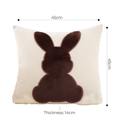 SOGA 45cm Throw Pillow Light Tan Square Cushion with Soft Coffee Bunny Design Decorative Home Decor LUZ-FrenchCushion281