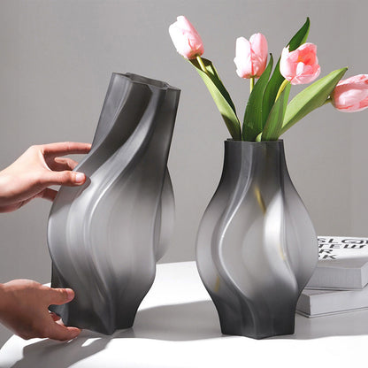 SOGA 33cm Glass Vase Grey with Beautiful glass Bubble Texture Art Vases • LUZ-GVaseGRY32