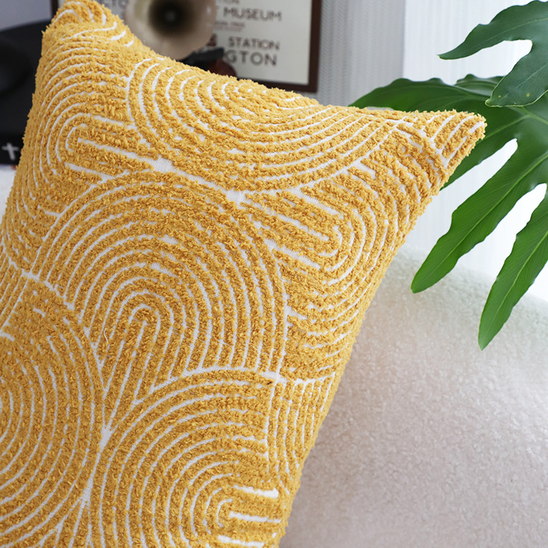 SOGA 2X 35cm Mustard Yellow Throw Pillow Geometric Indoor and Outdoor Corded for Home Decor • LUZ-FrenchCushion322X2