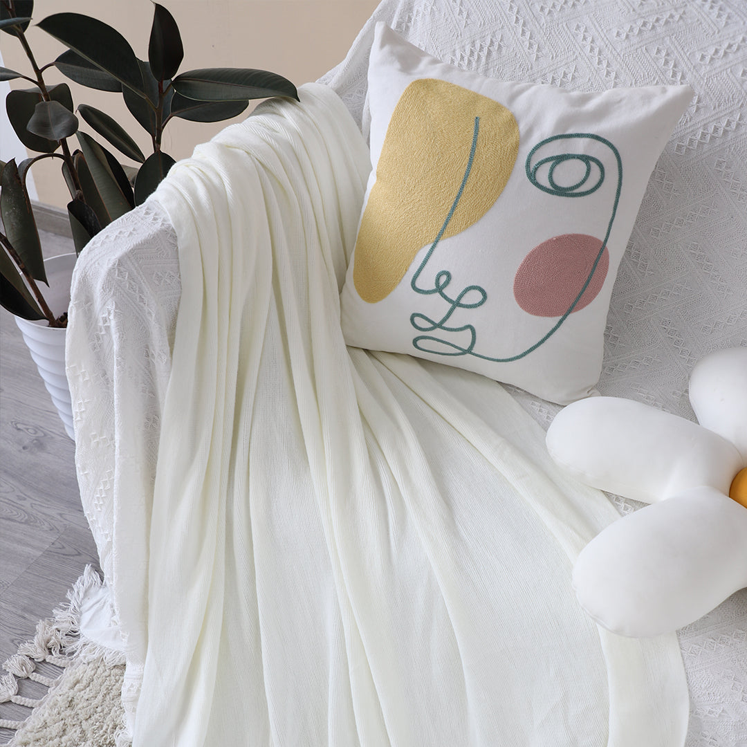 SOGA White Acrylic Knitted Throw Blanket Solid Fringed Warm Cozy Woven Cover Couch Bed Sofa Home Decor • LUZ-Blanket912
