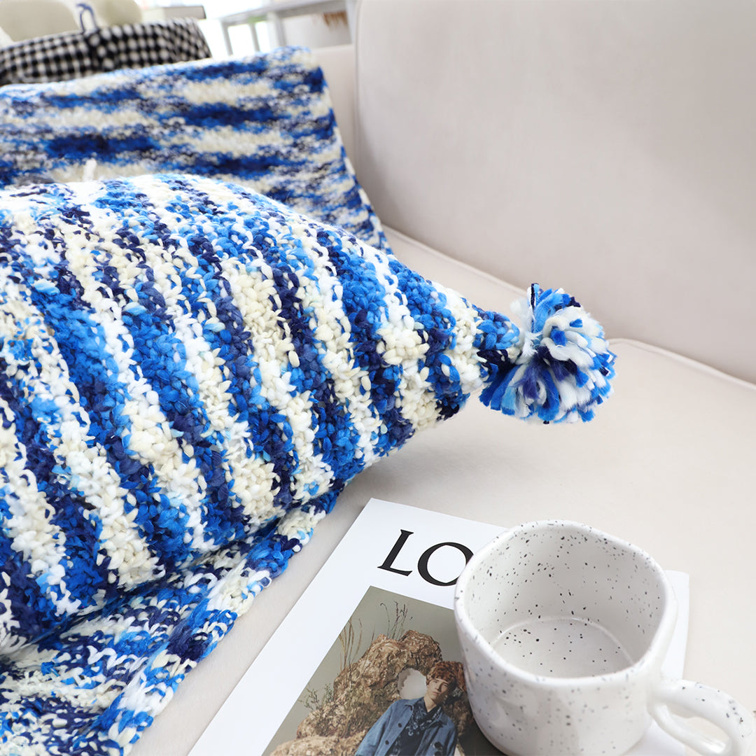 SOGA 45cm Throw Pillow Deep Sea Blue Gradient Dyed Decorative Soft Square for Couch or Bed • LUZ-FrenchCushion283