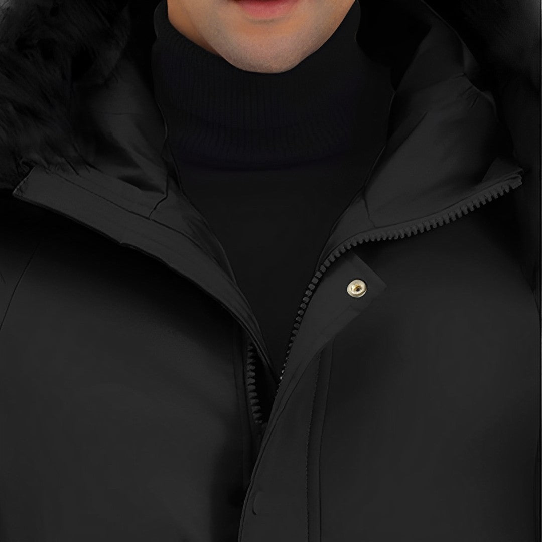 abbee Black XL Winter Fur Hooded Thick Overcoat Jacket Stylish Lightweight Quilted Warm Puffer Coat • LUZ-DJ-998B