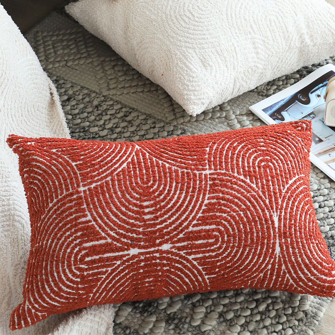 SOGA 35cm Throw Pillow Burgundy Cinnabar Perfect Burnt Indoor and Outdoor Corded for Home Decor • LUZ-FrenchCushion315
