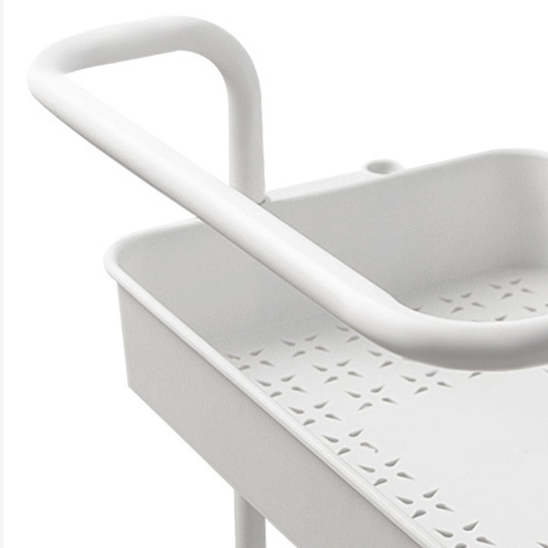 SOGA 3 Tier Steel White Movable Kitchen Cart Multi-Functional Shelves Portable Storage Organizer with Wheels • LUZ-KitchenXY005