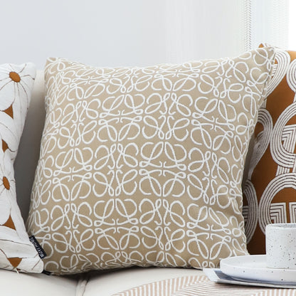 SOGA 2X 50cmThrow Pillow White and Beige Geometric Pattern Accent for Home Decor • LUZ-FrenchCushion337X2