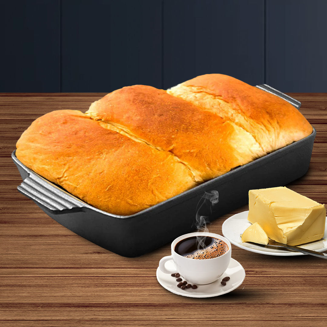 SOGA 2X 33cm Cast Iron Rectangle Bread Cake Baking Dish Lasagna Roasting Pan • LUZ-ZPaiA10X2