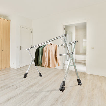 SOGA 2X 200cm Portable Drying Rack Clothes Steel Laundry Rack Foldable Space-Saving Laundry Holder 3 Poles • LUZ-BSXG2518X2