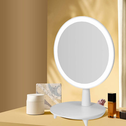 SOGA Round White Rechargeable LED Light Makeup Mirror Tabletop Vanity Home Decor • LUZ-BathG535