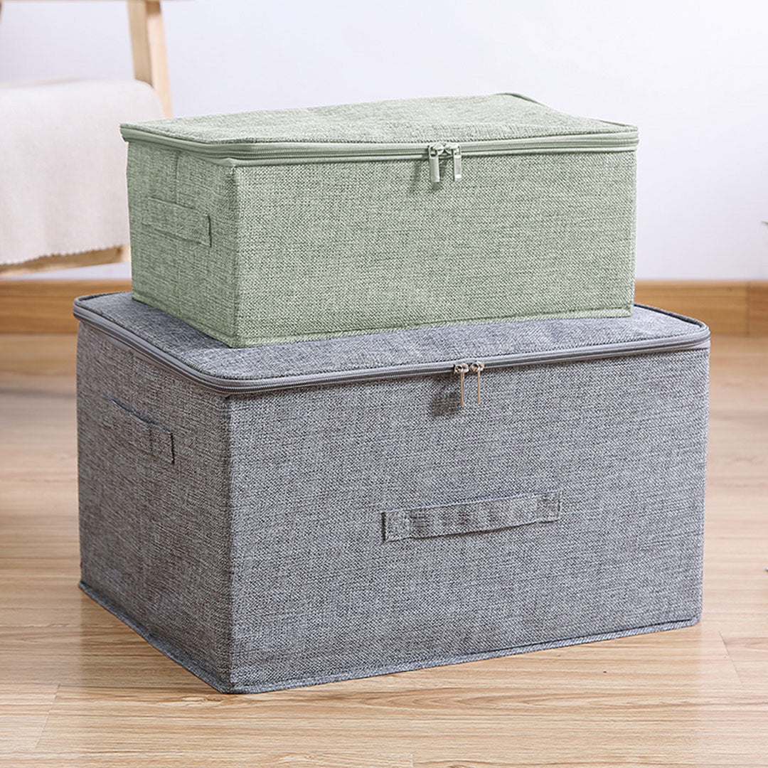 SOGA 2X Green Small Portable Double Zipper Storage Box Moisture Proof Clothes Basket Foldable Home Organiser • LUZ-SBox027X2