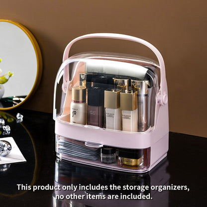 SOGA 2 Tier Pink Countertop Makeup Cosmetic Storage Organiser Skincare Holder Jewelry Storage Box with Handle • LUZ-BathC102
